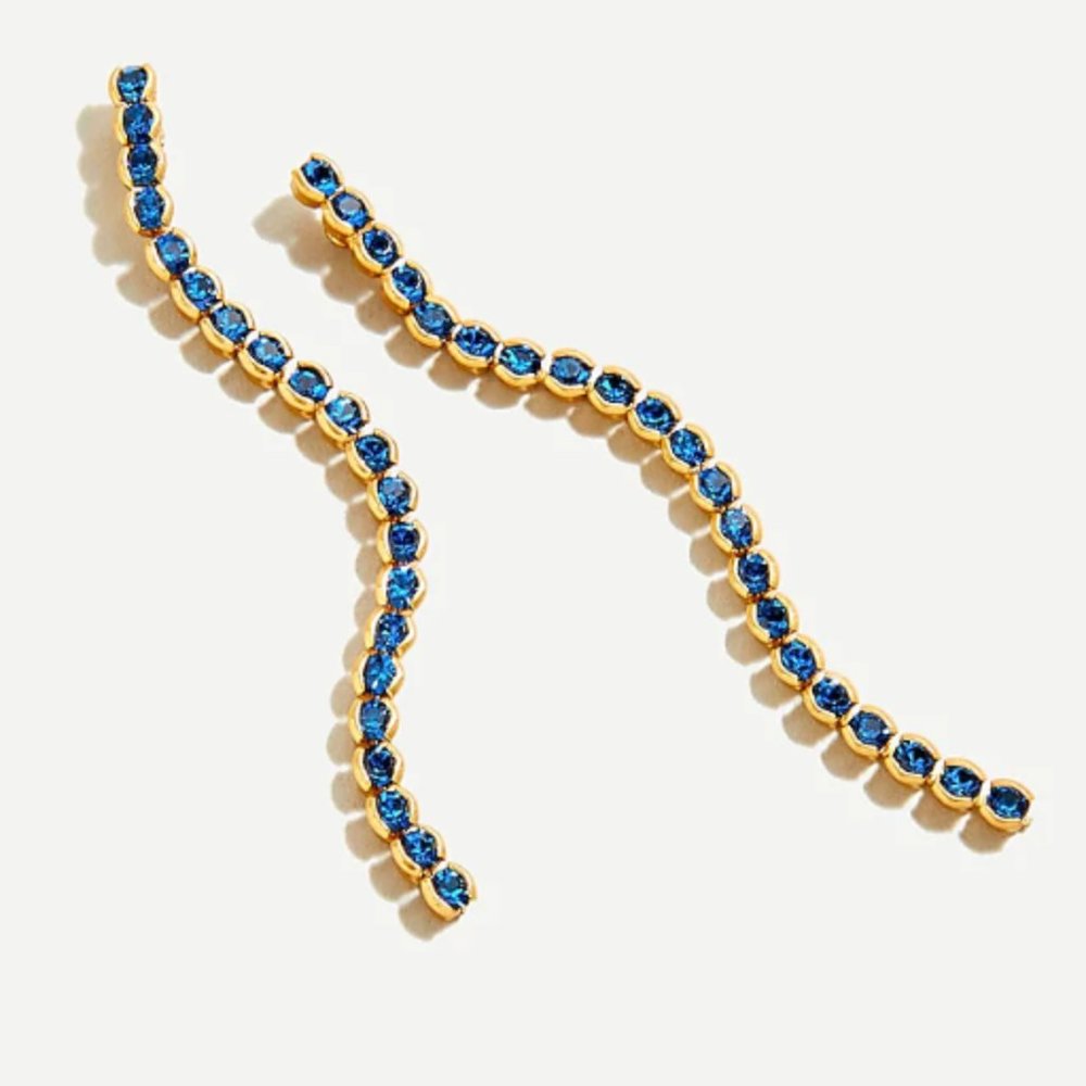 Mia Linear Crystal Earrings in Navy